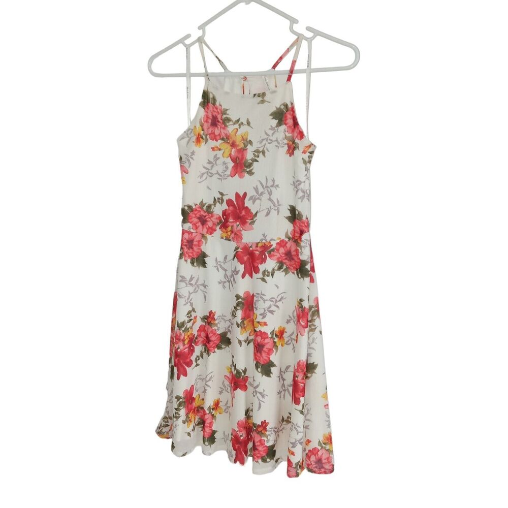 DNA Couture Floral Spaghetti Strap Ivory Sun Dress Women's Size Small NWT